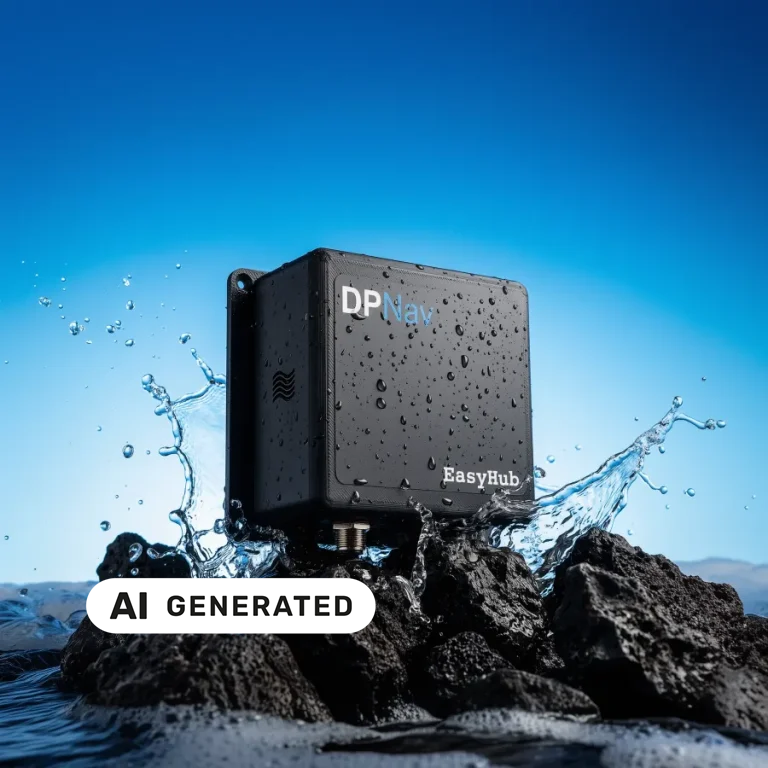 EasyHub auf einem Stein mit Wasser (KI generiertes Bild)
